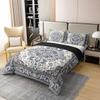100% Cotton Antique Duvet Cover Full, Boho Bedding Set, Blue Brown Damask Floral Bohemian Flowers Retro Comforter Cover, Exotic Tribal Medallion Egyptian Bedroom Decor Quilt Cover view 3