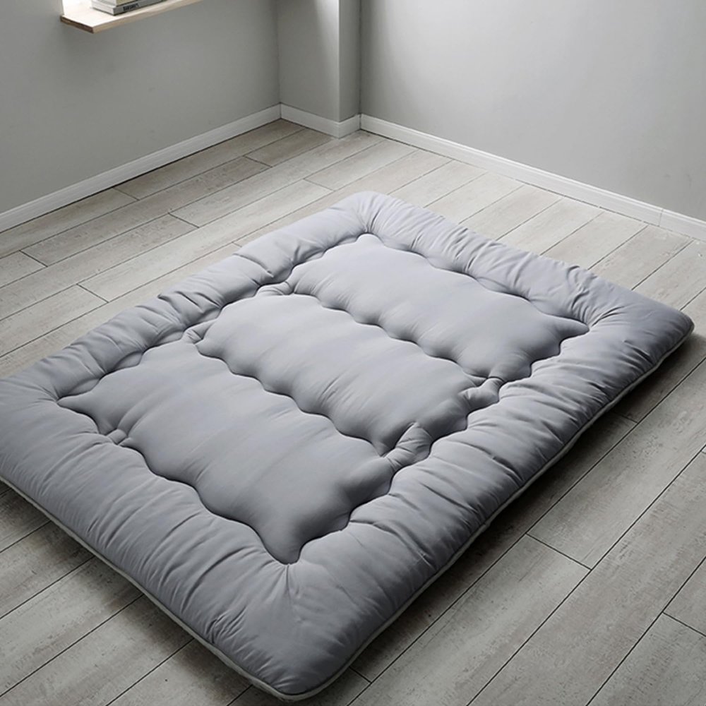 Double Sleeping Mattress for Floor,Foldable Futon Mattress,Japanese Floor Mattress Thick Soft Bed Pad with Removable/Washable Cover,Gray,Full/120x200cm