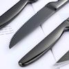 Steak Knife Set, 4-Piece Serrated Black Steak Cutlery Steak Knife, Stainless Steel Steak Cutlery Knife for Home, Restaurant, Hotel, 22cm view 3