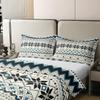 Erosebridal 100% Organic Cotton Abstract Snowflakes Duvet Cover Queen Aztec Bedding Set Blue Ethnic Native American Southwestern Geometric Comforter Cover Winter Theme Bedroom Decor Quilt Cover view 4