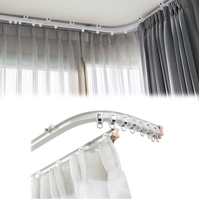 Ceiling Curved Curtain Rail Flexible Aluminium Ceiling Curtain Track Ceiling Or Wall Mount Curtain Tracks System, Flexible Bendable Ceiling Curtain Track Curtain Tension Rod Room Divider (Color : WHI