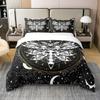 Death Moth Cotton Bedding Sets Twin Size For Girls Boys Child,Boho Gothic Skull Duvet Cover,Golden Sun Moon Comforter Cover,Bohemian Style Galaxy 100% Cotton Set,Star Cloud Print Quilt Cover view 1