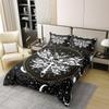 Death Moth Cotton Bedding Sets Twin Size For Girls Boys Child,Boho Gothic Skull Duvet Cover,Golden Sun Moon Comforter Cover,Bohemian Style Galaxy 100% Cotton Set,Star Cloud Print Quilt Cover view 3