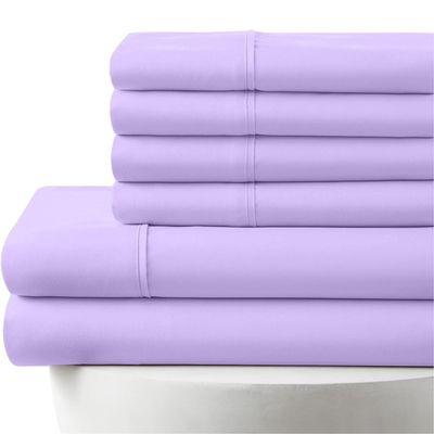 1000-Thread-Count, 100% Egyptian Cotton, 6-PC Sheet Set |1 Fitted, 1 Flat, 4 Pillowcases| 1000TC Soft Breathable Long Staple Cotton, Fits 18" Deep Pockets - Full-XL Size, Lilac Color