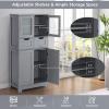 Giantex Bathroom Floor Storage Cabinet - Freestanding Cabinet with 2 Glass Doors, 2 Drawers & Adjustable Shelves, Multifunctional 50.5 Tall Storage Organizer Cupboard for Kitchen, Living Room (Gray) view 4