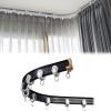 Ceiling Curved Curtain Rail Flexible Aluminium Ceiling Curtain Track Ceiling Or Wall Mount Curtain Tracks System, Flexible Bendable Ceiling Curtain Track Curtain Tension Rod Room Divider (Color : Bla view 1