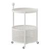 POCHY End Table 3-Tier Round Serving Cart Wrought Iron Coffee Table with Storage Basket Drink Cart Bar Carts Movable Dining Car view 1