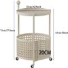 POCHY End Table 3-Tier Round Serving Cart Wrought Iron Coffee Table with Storage Basket Drink Cart Bar Carts Movable Dining Car view 2