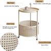 POCHY End Table 3-Tier Round Serving Cart Wrought Iron Coffee Table with Storage Basket Drink Cart Bar Carts Movable Dining Car view 3
