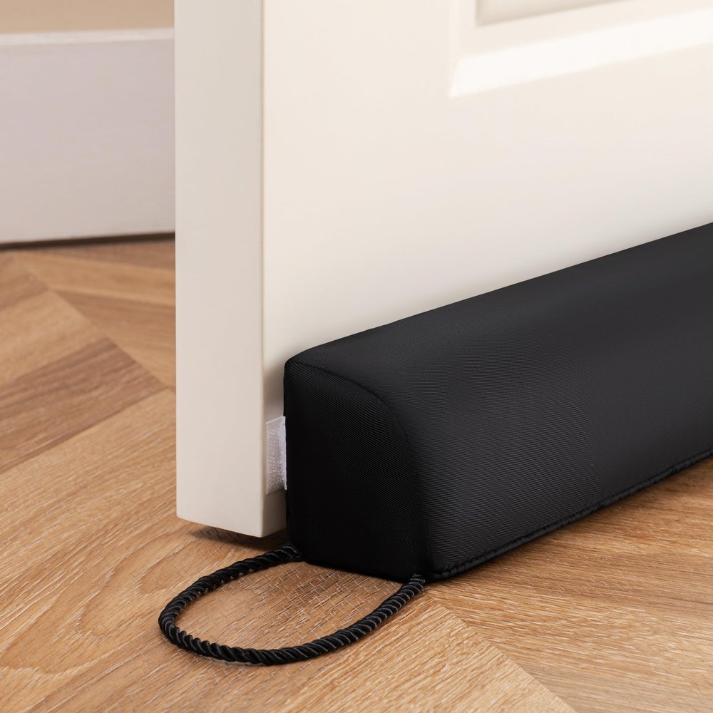 Sunolga Water Resistant Door Draft Stopper Blocks Hot and Cold Air with Removable Washable Cover for Bottom of Door, All-Season Seal for Wind, Door Sweep for Gaps Up to 3", Home Essentials, 72", Black