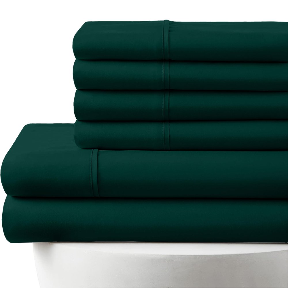 1000-Thread-Count, 100% Egyptian Cotton, 6-PC Sheet Set |1 Fitted, 1 Flat, 4 Pillowcases| 1000TC Soft Breathable Long Staple Cotton, Fits 18" Deep Pockets - Short King Size, Teal Blue Color