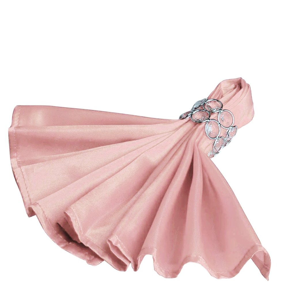 10 pcs 20-Inch Dusty Rose Satin Dinner Napkins - for Wedding Party Reception Events Restaurant Kitchen Home