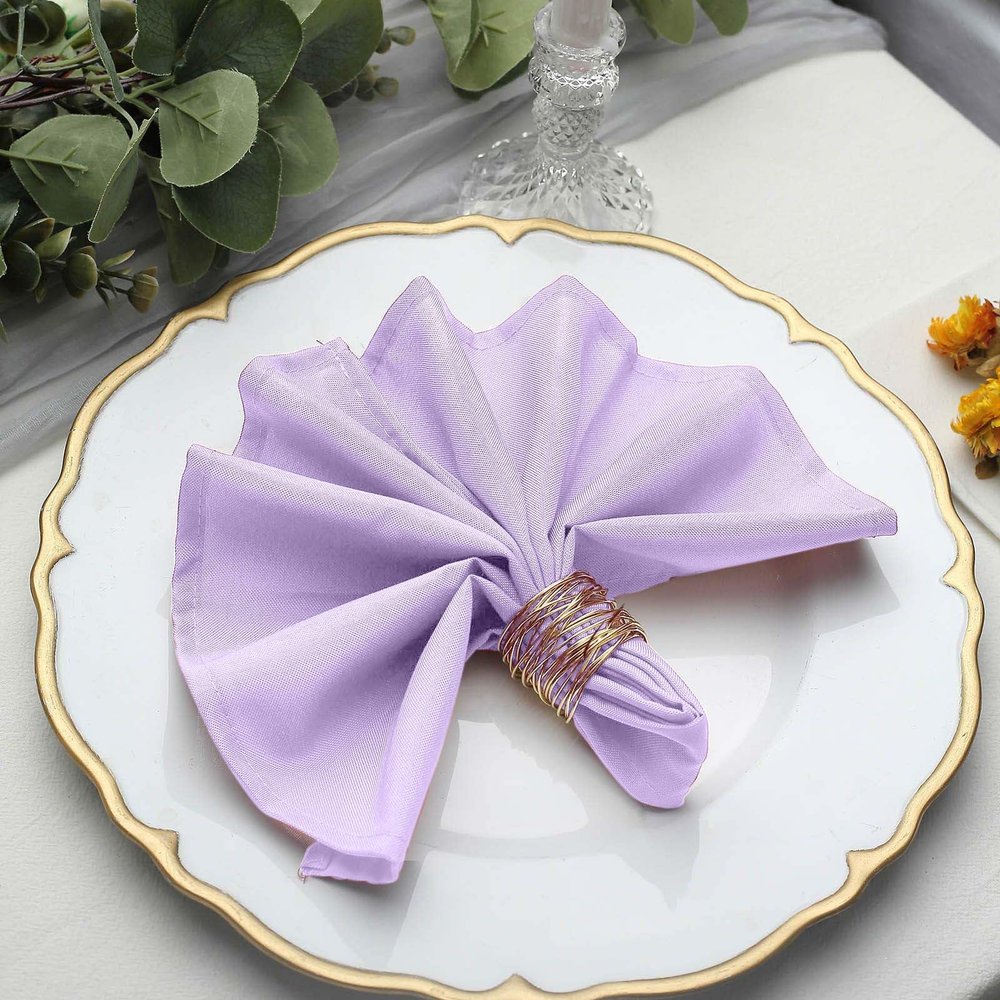 20 pcs 17-Inch Lavender Polyester Luncheon Napkins - for Wedding Party Reception Events Restaurant Kitchen Home