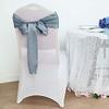 100 Dusty Blue Satin Chair Sashes Bows Ties for Wedding Decorations Party Supplies Events Chair Covers Decor Banquet Reception view 4