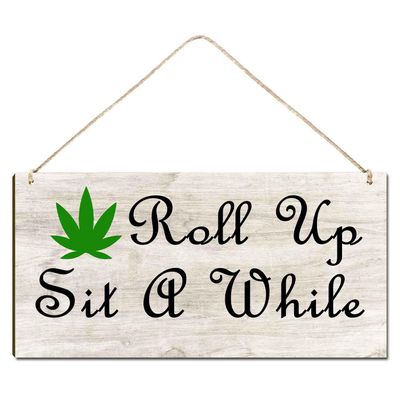 Welcome Sign for Front Door Outside Funny Wooden Door Sign For Front Porch Decor Roll Up Sit A While House Warming Gift Funny Wreaths Decorations Rustic Farmhouse Wall Pediments Art Decor(12 x 6)Inch