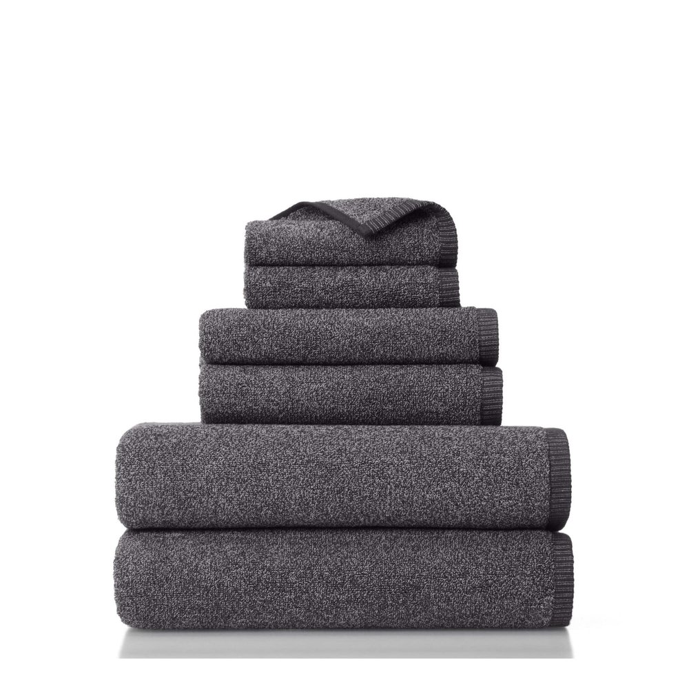 CLENEA Organic Cotton 6 Piece Bath Towel Set, Blue (Color : Charcoal)