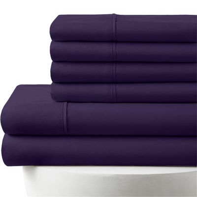 25" Extra DEEP Pockets 1000-Thread-Count, 100% Egyptian Cotton, 6-PC Sheet Set |1 Fitted, 1 Flat, 4 Pillowcases| 1000TC Soft Long Staple Cotton - Full-XL Size, Plum Color