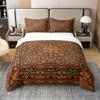 100% Cotton Tribal Floral Duvet Cover Twin Geometric Flowers Bedding Set Red Green Square Lattice Comforter Cover Exotic Retro Bohemian Bedroom Decor Indian Abstract Grid Quilt Cover view 1
