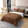 100% Cotton Tribal Floral Duvet Cover Twin Geometric Flowers Bedding Set Red Green Square Lattice Comforter Cover Exotic Retro Bohemian Bedroom Decor Indian Abstract Grid Quilt Cover view 3