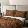 100% Cotton Tribal Floral Duvet Cover Twin Geometric Flowers Bedding Set Red Green Square Lattice Comforter Cover Exotic Retro Bohemian Bedroom Decor Indian Abstract Grid Quilt Cover view 4