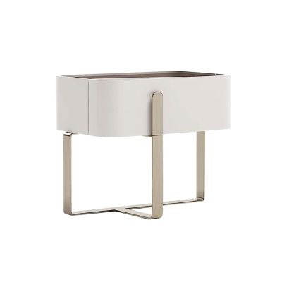 JITEM Mid Century Modern Nightstand for Small Space White End Side Table W/Storage Drawer & Metal Golden Feet Bedside Table Small Locker Bedroom Cabinet