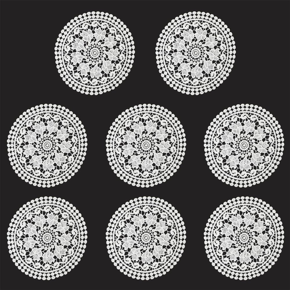 8 Pieces Doilies 8 Inch Crochet Round Lace Doily Handmade Placemats Crocheted Coasters, White Honeysuckle