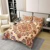 100% Natural Cotton Ethnic Pattern Duvet Cover Twin, Red Boho Bedding Set, Southwest Farmhouse Bohemian Floral Abstract Comforter Cover, Orange Geometric Exotic Tribal Flower Quilt Cover view 2