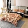 100% Natural Cotton Ethnic Pattern Duvet Cover Twin, Red Boho Bedding Set, Southwest Farmhouse Bohemian Floral Abstract Comforter Cover, Orange Geometric Exotic Tribal Flower Quilt Cover view 3