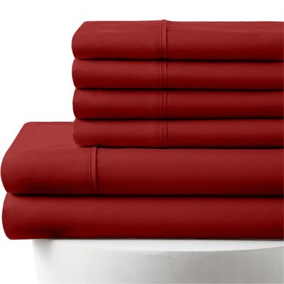 1000-Thread-Count, 100% Egyptian Cotton, 6-PC Sheet Set |1 Fitted, 1 Flat, 4 Pillowcases| 1000TC Soft Breathable Long Staple Cotton, Fits 18" Deep Pockets - King Size, Burgundy Color