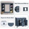 LUMISOL 36" Bathroom Vanity Sink Combo with Mirror, Navy Blue Single Sink Shaker Cabinet with Soft Closing Door and Drawers, Wooden Bathroom Cabinet with Ceramic Basin for Bathroom view 3