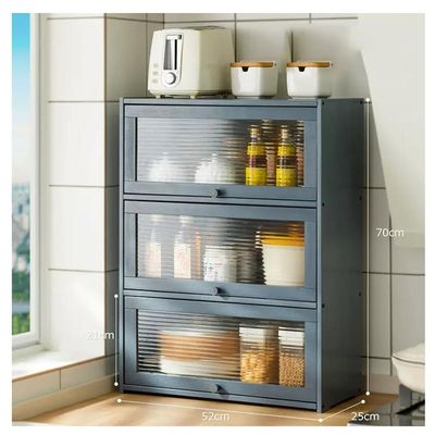 Solid Torched Wood Countertop Storage Cabinet, with Glass Window Doors Mini Cabinet with Top Display Shelf for Bathroom, Kitchen (Color : Natural, Size : 52x25x70cm)