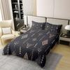 100% Organic Cotton Bull Skull Duvet Cover Queen Boho Bedding Set Ethnic Horns Bohemian Comforter Cover Brown Tribal Symbol Mysterious Aztec Bedroom Decor Abstract Geometric Quilt Cover For Men Boys view 2