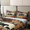 100% Cotton Rustic Bear Duvet Cover King, Southwestern Native American Bedding Set, Wild Animal Bear Claw Comforter Cover, Brown Black Bears Silhouette Woodland Farmhouse Camper Quilt Cover view 4