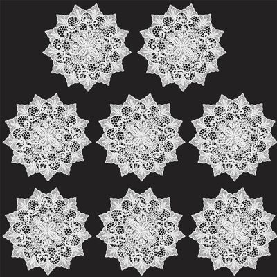 8 Pieces Doilies 6 Inch Crochet Round Lace Doily Handmade Placemats Crocheted Coasters, White Larkspur