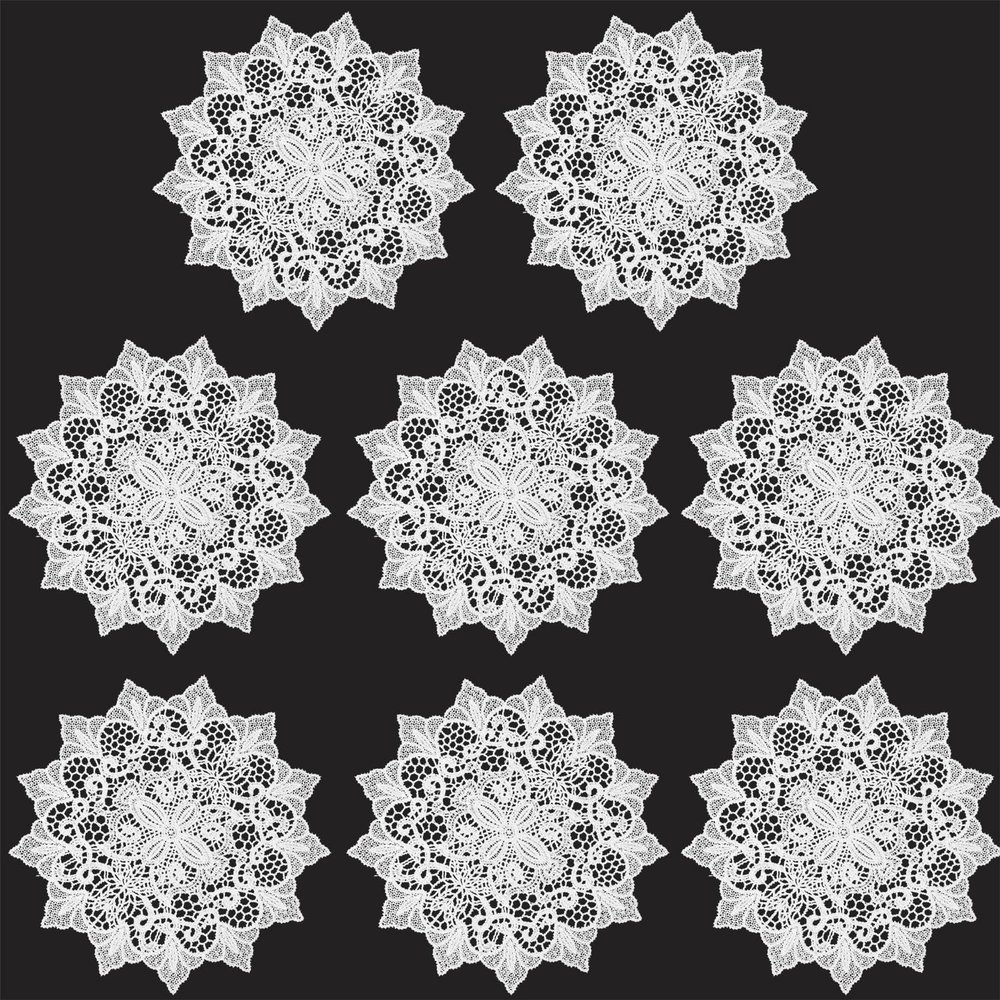 8 Pieces Doilies 6 Inch Crochet Round Lace Doily Handmade Placemats Crocheted Coasters, White Larkspur