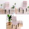 Thanksgiving Blush Pink Dining Chair Cover Set of 4,Stretch Chair Protectors Slipcover,Spandex Kitchen Chair Seat Back Cushion Slip Cover for Dining Room,Party Fall Classic Chic Gold White Pumpkins view 2