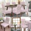 Thanksgiving Blush Pink Dining Chair Cover Set of 4,Stretch Chair Protectors Slipcover,Spandex Kitchen Chair Seat Back Cushion Slip Cover for Dining Room,Party Fall Classic Chic Gold White Pumpkins view 3