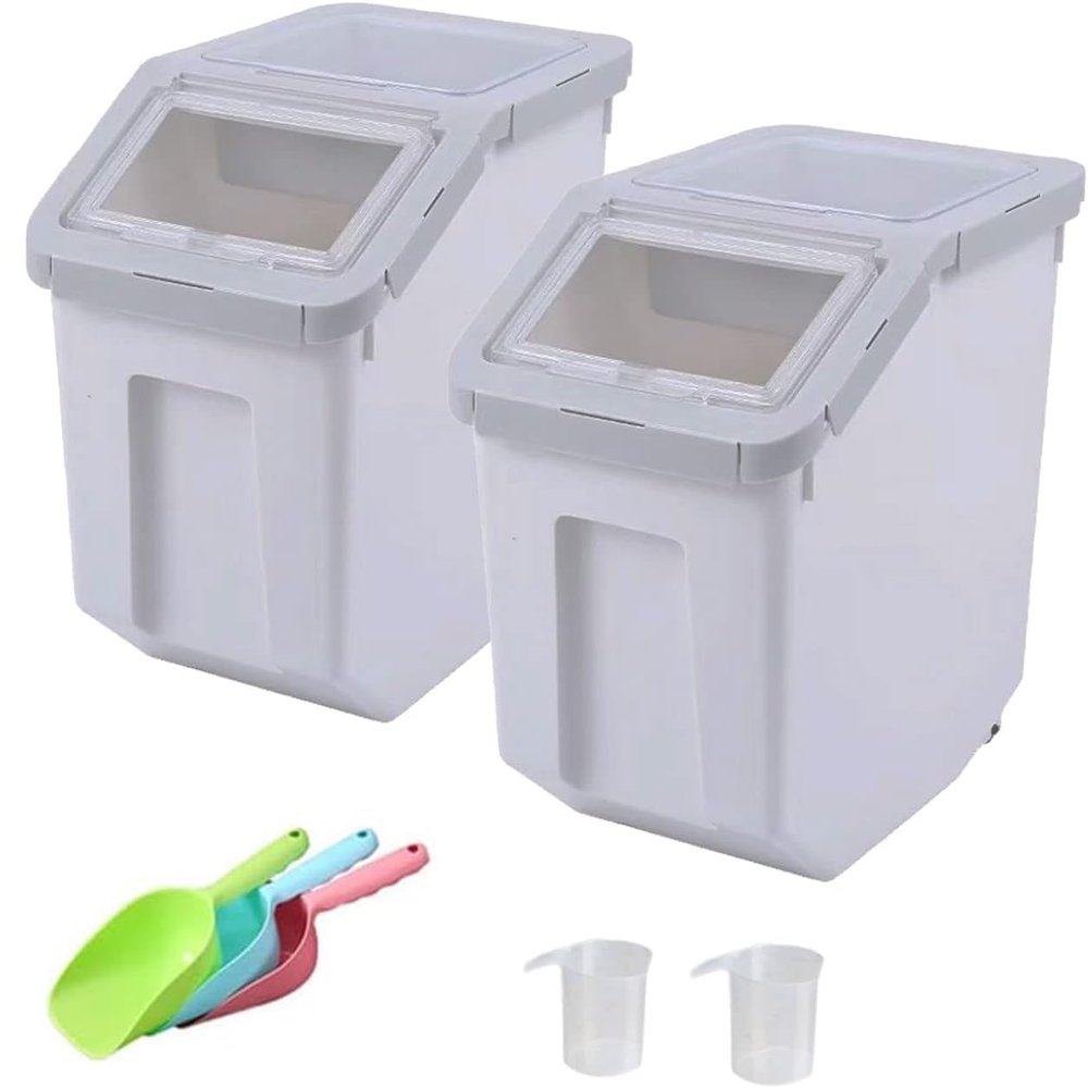 RUIAN Dog Food Storage Container 20Lb, Airtight Pet Food Storage Bin with Locking Lid, Wheels, Measuring Cup & Scoop, Large 10kg Capacity Dry Food Dispenser for Freshness, Easy Mobility and Feeding
