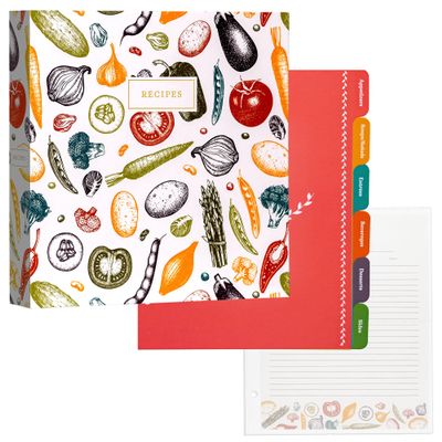 Jot & Mark 8.5" x 11" Sturdy 3 Ring Recipe Binder with Spill-Proof Clear Binder Sleeves Sheet Protector, 30 Dual-Sided Recipe Card Pages for Written & Printed Recipes, Tabbed Dividers, Autumn Harvest