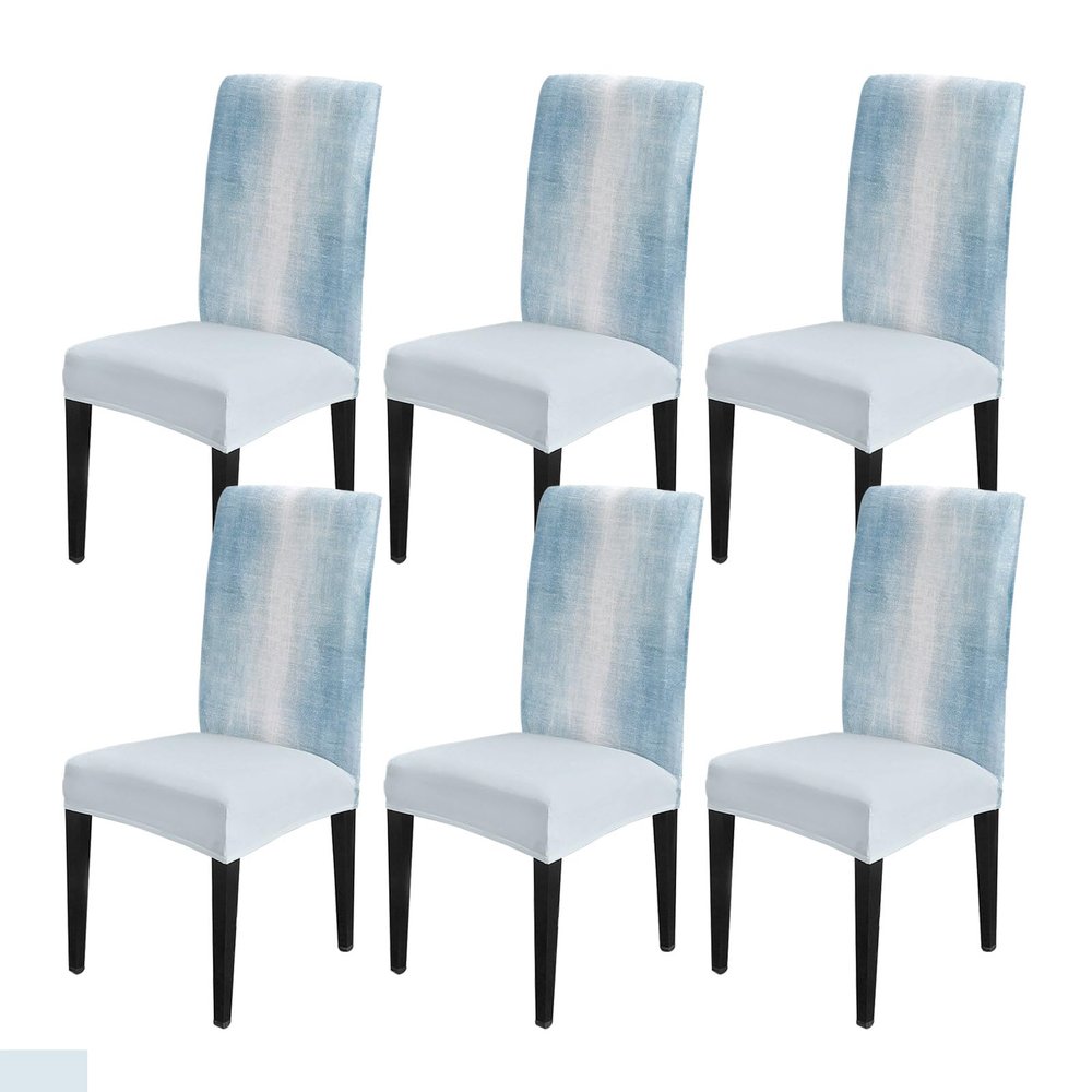 Abstract Sky Blue Dining Chair Cover Set of 6,Stretch Chair Protectors Slipcover,Spandex Kitchen Chair Seat Back Cushion Slip Cover for Dining Room,Party Modern Abstract Minimalist Painting Art