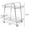 POCHY Serving Cart 2-Tier Glass End Table with Wheels Drink Cart Stainless Steel Coffee Table Mobile Rolling Cart Storage Cart view 2