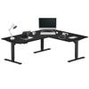Progressive Desk Height Adjustable Computer Standing Desk - L Shaped 70" x 55" Corner Electric Stand Up Rising Workstation - Black Frame, Ebony Oak Top view 1