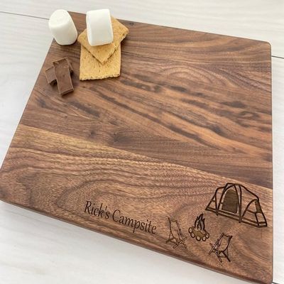 Personalized Cutting Board, Custom Cutting Board, Camping Cutting Board, Campfire Cutting Board, Camping Life, RoadTrip, Summer Vacation 120 (Maple, 12" x 8")