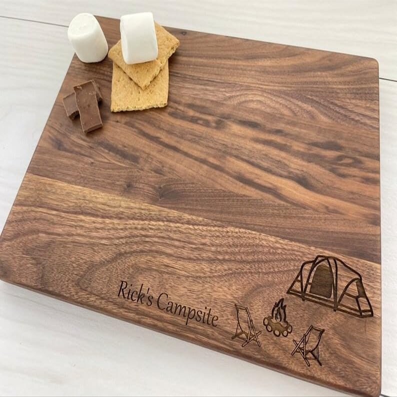 Personalized Cutting Board, Custom Cutting Board, Camping Cutting Board, Campfire Cutting Board, Camping Life, RoadTrip, Summer Vacation 120 (Maple, 12" x 8")