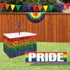Beistle Rainbow Pennant Banner, Fabric Rainbow Bunting, Rainbow Metallic Table Skirting, 2 Piece Rainbow Metallic Spray Centerpieces, and Jumbo Rainbow Pride Yard Sign view 3