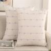 NUYECY Set of 2 Boho Throw Pillow Covers 24x24,Stone Grey and White Neutral Couch Pillow Case with Tassel Fringe Decorative,Modern Accent Farmhouse Cushion Covers for Sofa Couch Bed Living Room view 1
