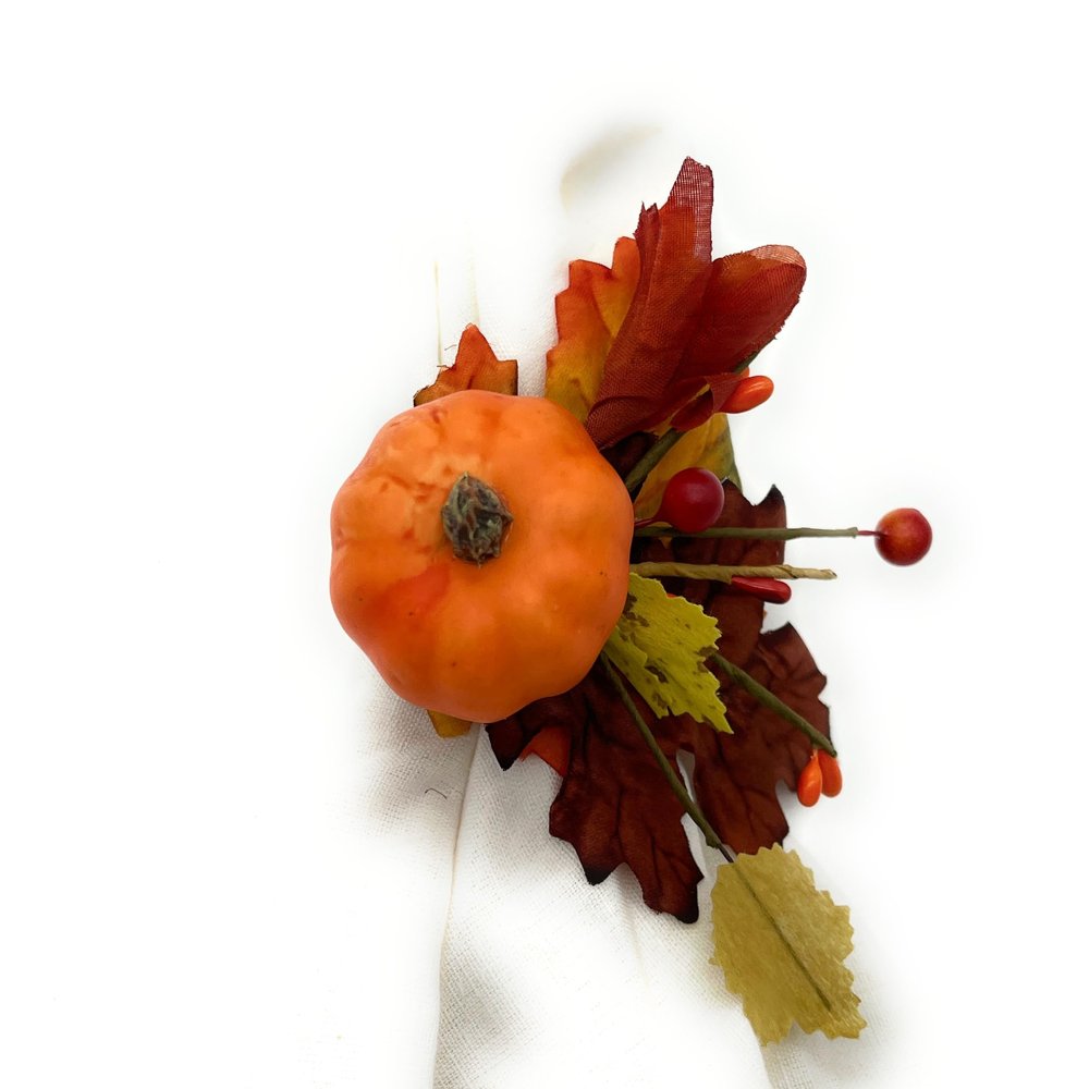 Modern Farmhouse Thanksgiving Decor Rustic Thanksgiving Table Decor Handmade Pumpkin Decorated Napkin Rings Set of 6