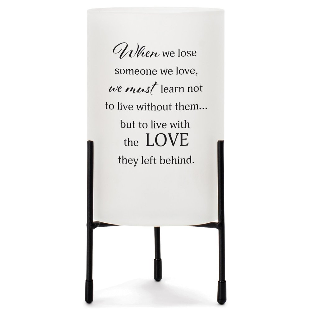 Cottage Garden HGC81W Live with The Love Left Behind Frosted White Glass 8 x 4 Inch Hurricane Candle Holder