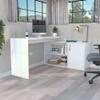 L-Shaped Desk Desti, Single Door Cabinet - White view 1