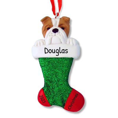 3D Bulldog Stocking Christmas Ornament 2025 - Personalized Bulldog Stocking Ornaments for Christmas Tree Puppy Treat Custom Dog Ornaments for Xmas Tree Unique Xmas Gifts for Dogs Gifts for Dog Lovers